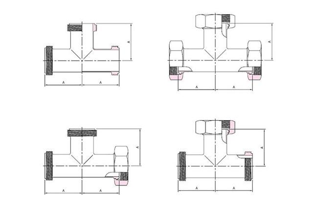 Hex Union Fittings - Tee